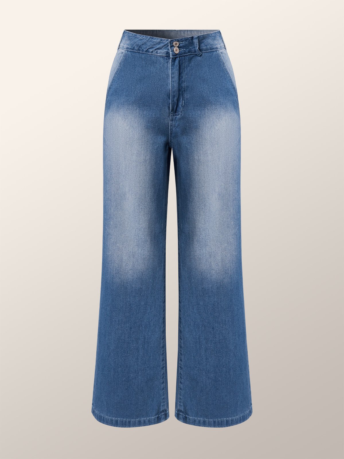 Weit Hohe Taille Unifarben Urban Weitem Bein Lang Jeans