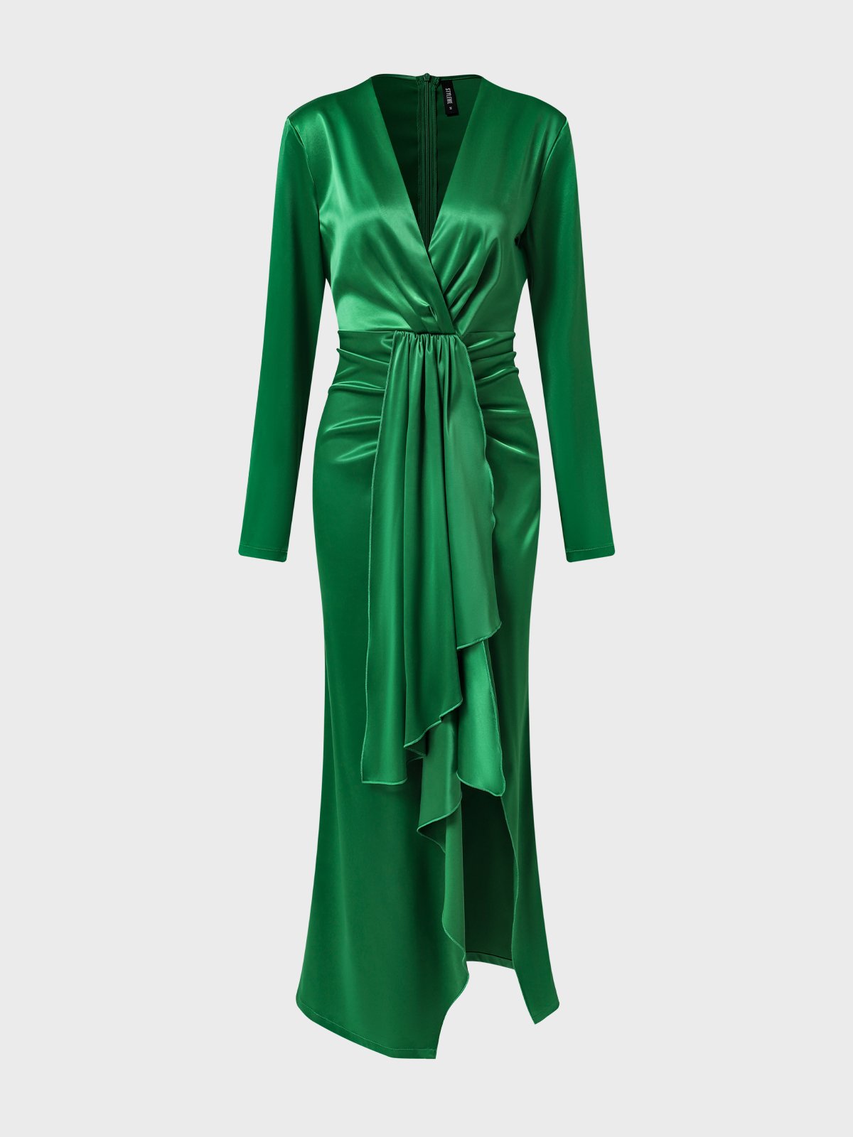 Unifarben V-Ausschnitt Regelmäßige Passform Elegant Lang Party Kleid