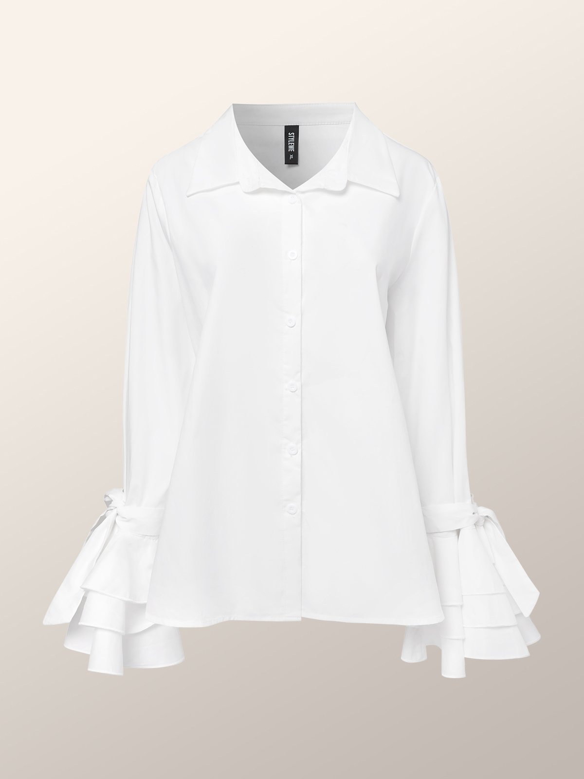 Langarm Elegant Regelmäßige Passform Hemdkragen Unifarben Bluse