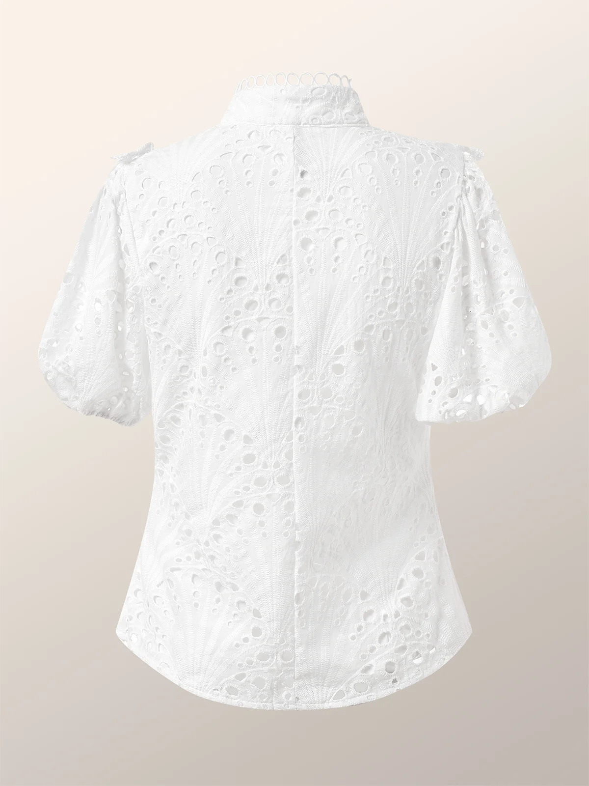 Unifarben Stehkragen Elegant Regelmäßige Passform Bluse