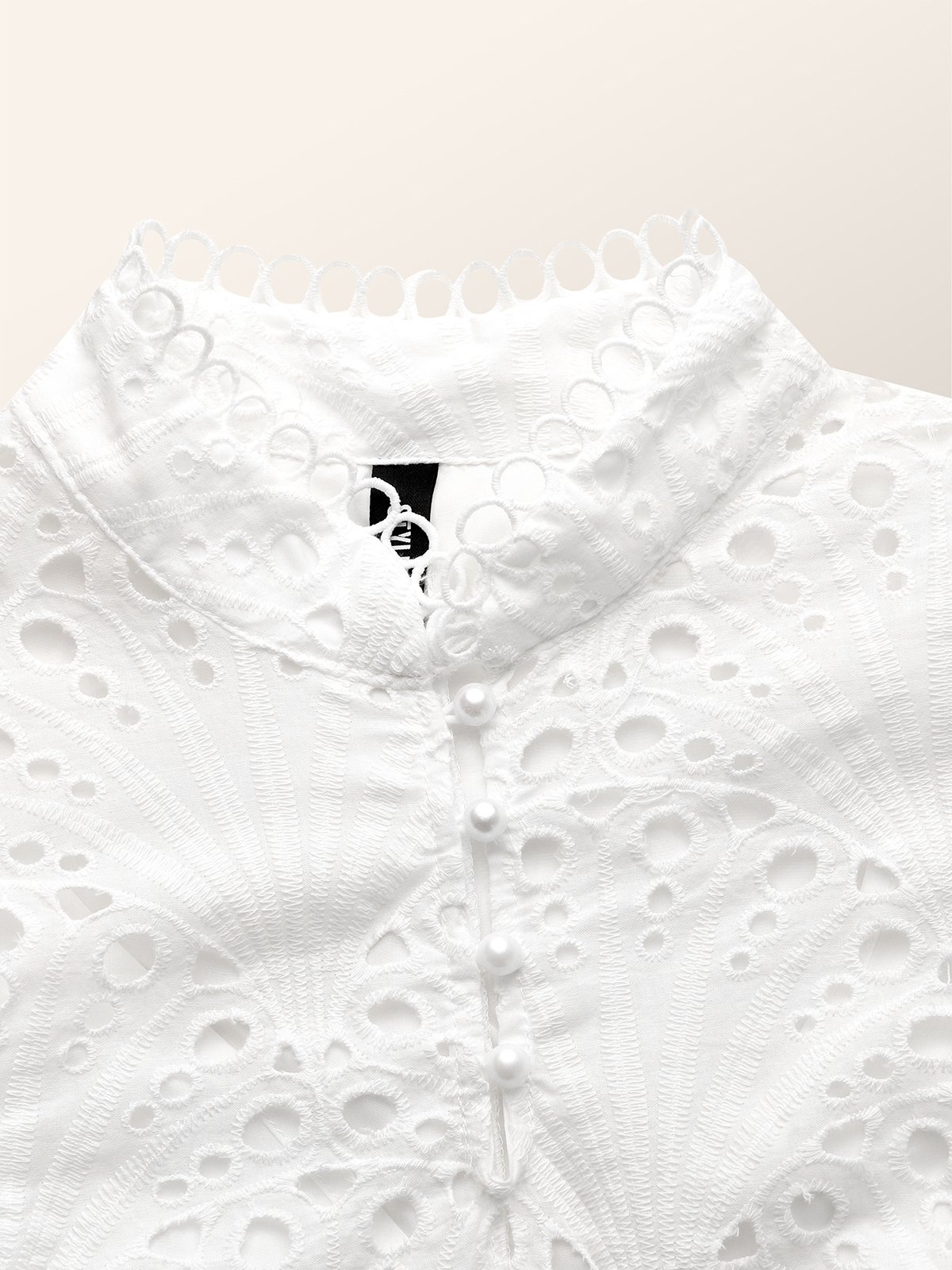 Unifarben Stehkragen Elegant Regelmäßige Passform Bluse