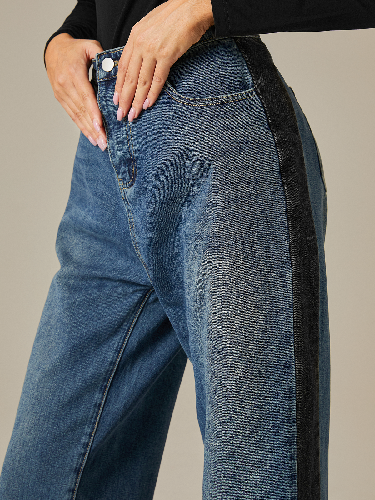 Urban Farbblock Regelmäßige Passform Jeans