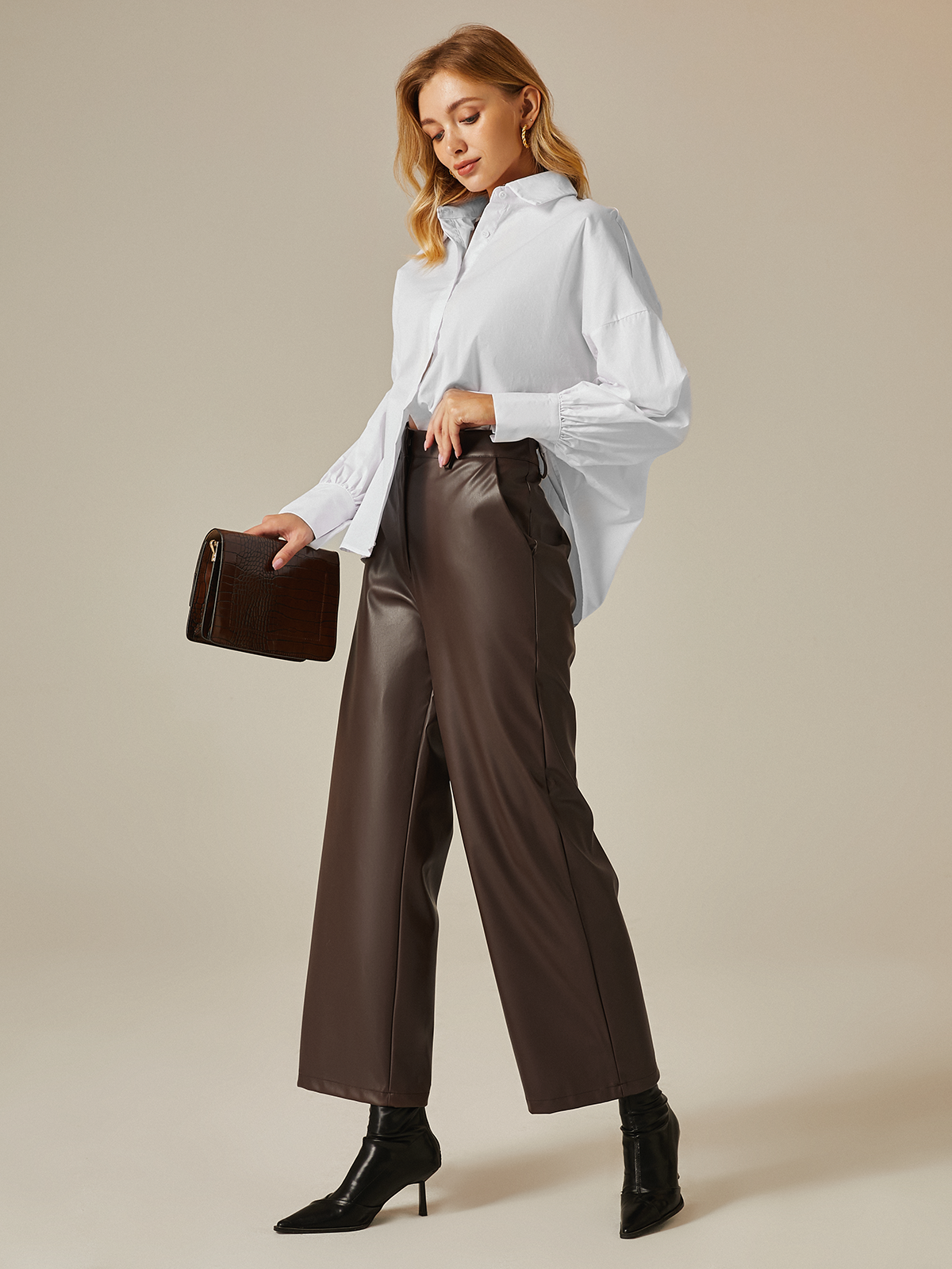 Urban Unifarben Regelmäßige Passform  Taschen Kunstleder Hose