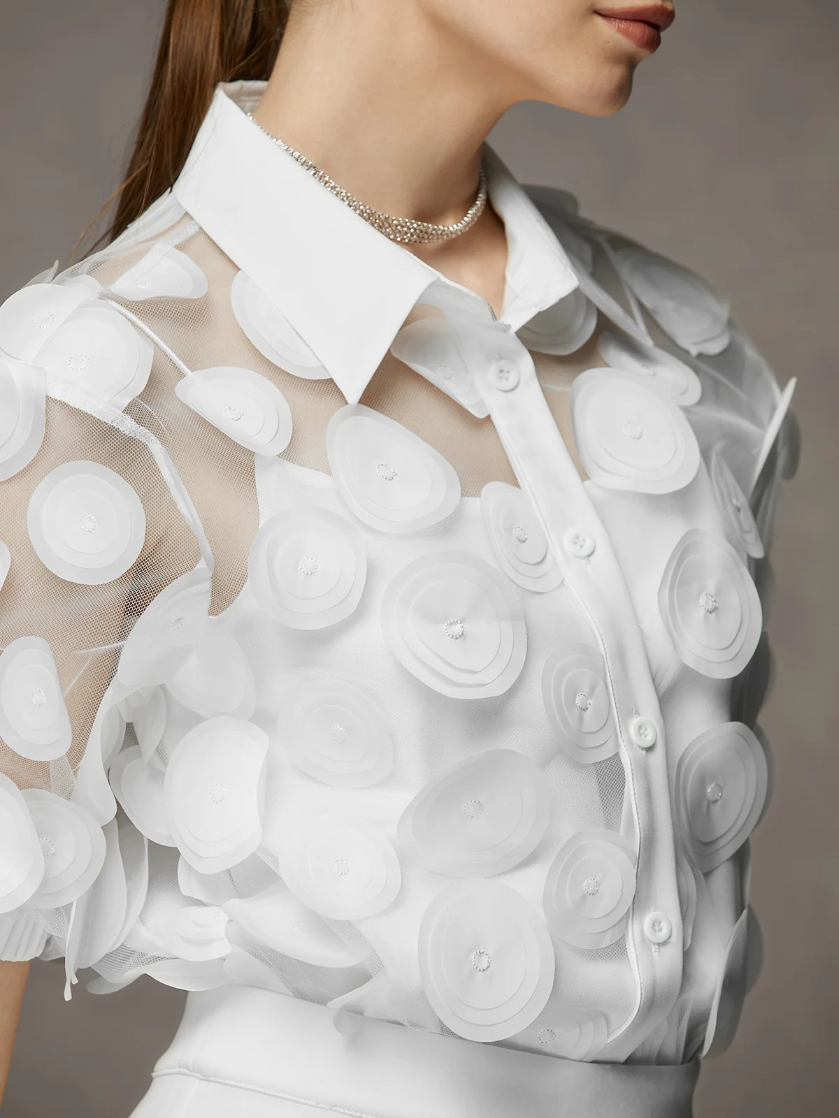 Elegant Regelmäßige Passform Hemdkragen Kurzarm Bluse Enthält keine inneren Tragen