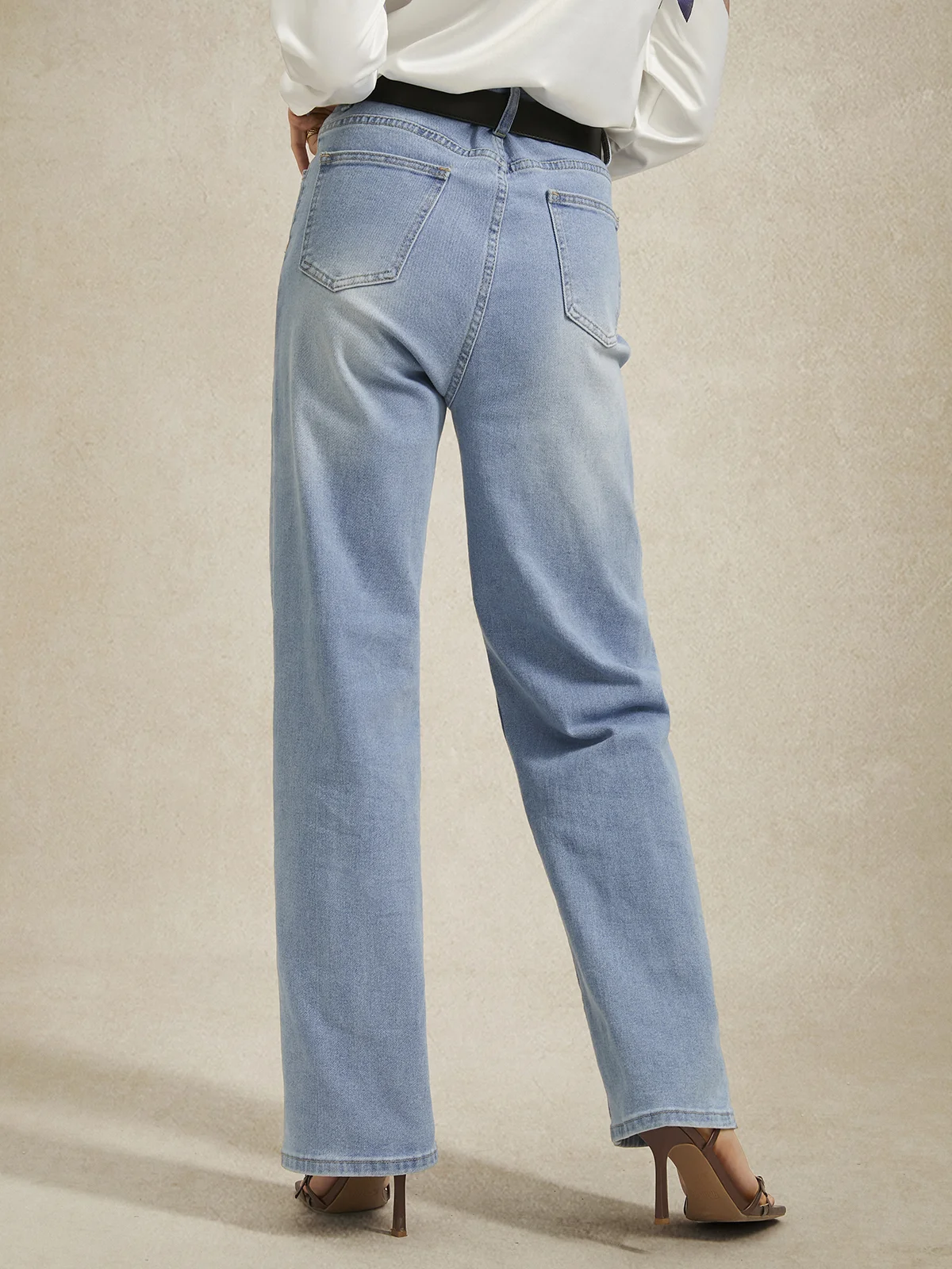 Täglich Regelmäßige Passform Denim Lässig Unifarben Jeans