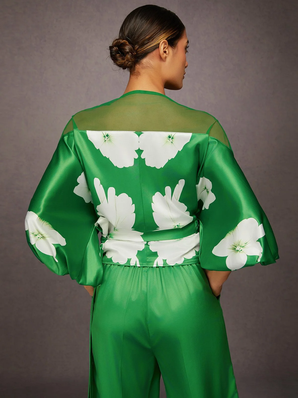 Elegant Geblümt Print V-Ausschnitt Raglanärmel Bluse