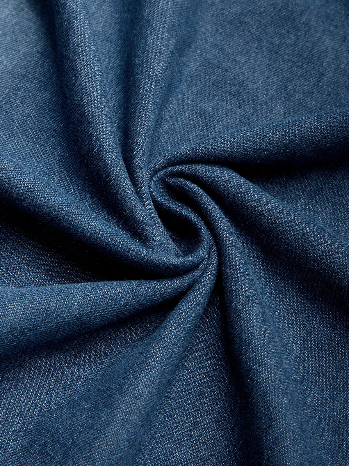 Lässig Unifarben Beunruhigend U-Ausschnitt Denim Maxikleid