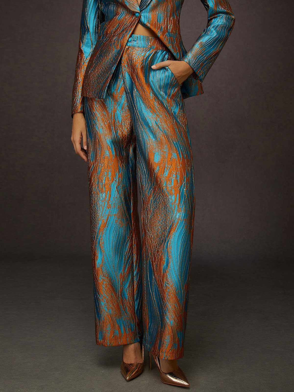 Elegant Zufälliger Druck Hose mit Weitem Bein