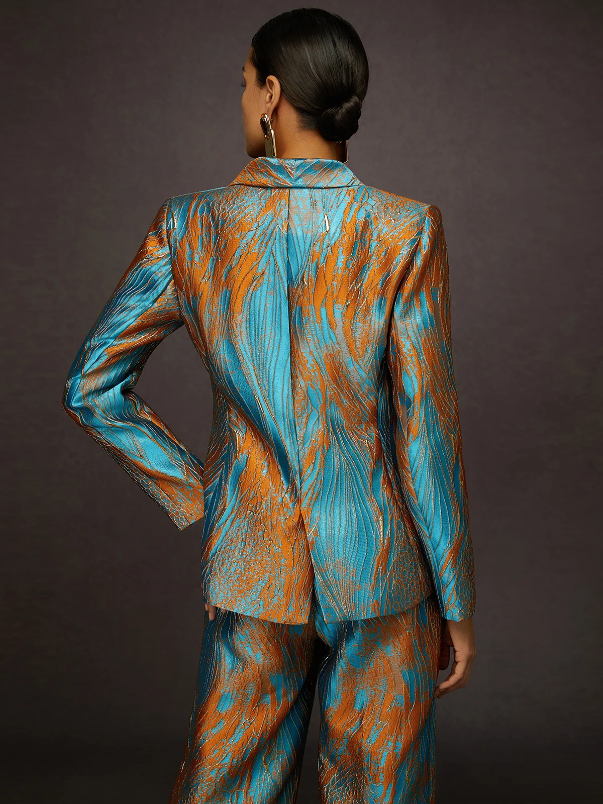 Elegant Zufälliger Druck Reverskragen Blazer