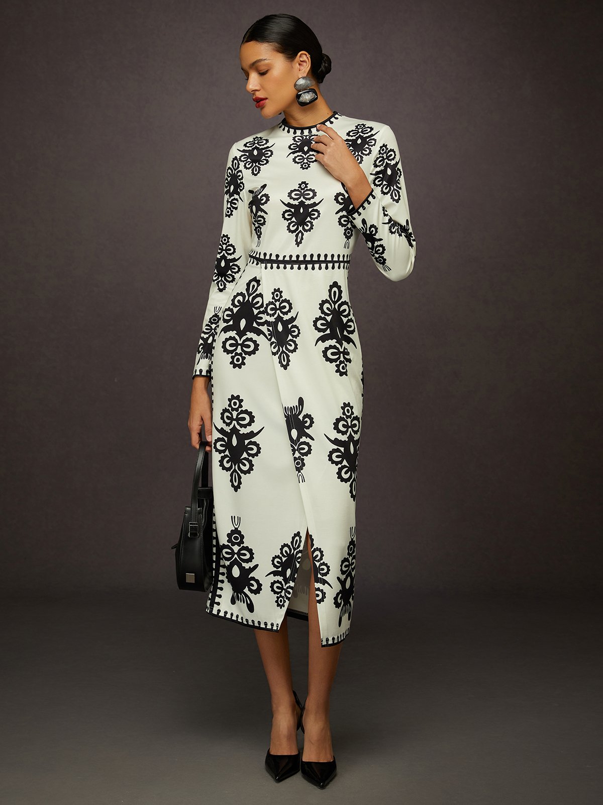 Elegant Ethnisch Geometrie Print  Maxikleid