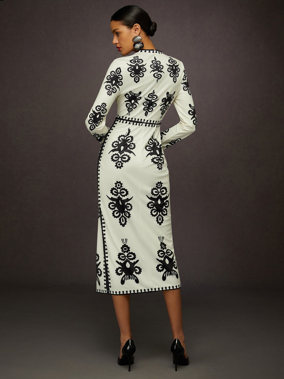 Elegant Ethnisch Geometrie Print  Maxikleid