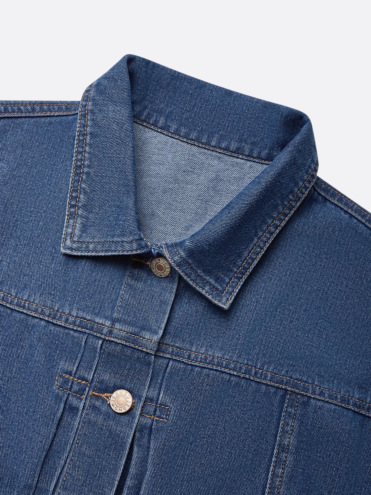 Lässig Denim Hemdkragen Unifarben Mantel