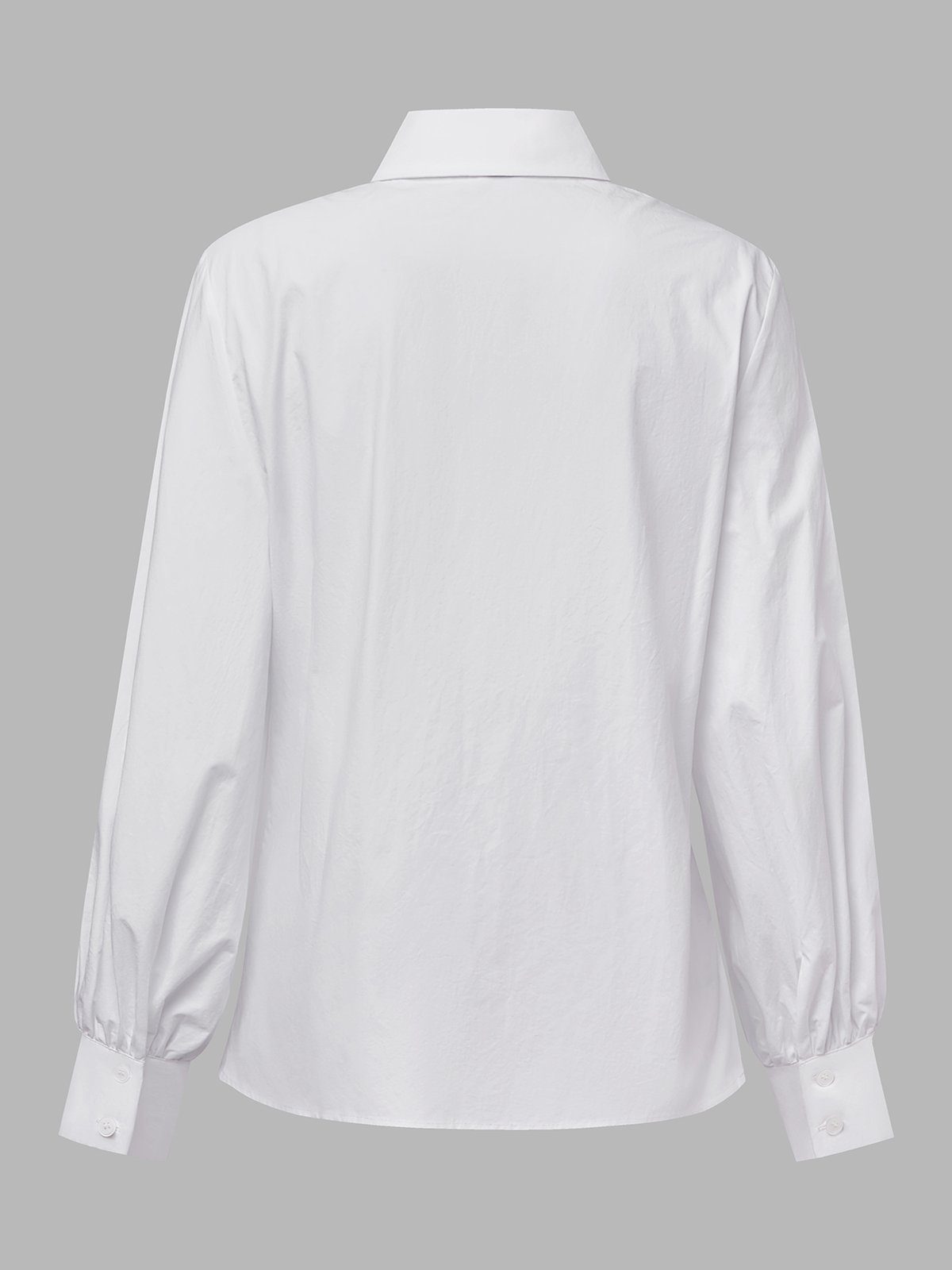 Baumwolle Urban Unifarben Geknöpft Bluse Mit Krawatte