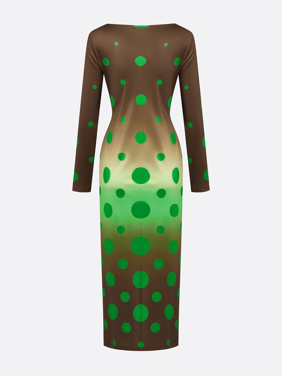 Elegant Polka Dots Print U-Boot-Ausschnitt Maxikleid