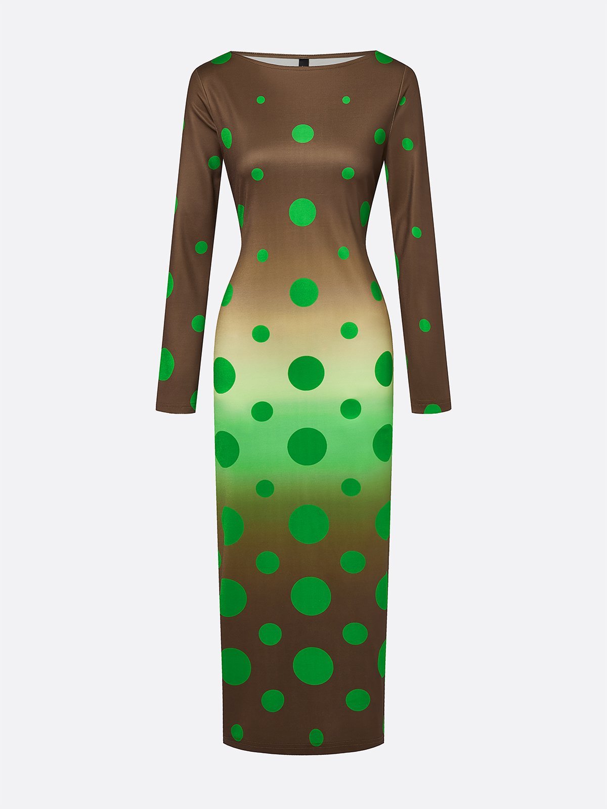 Elegant Polka Dots Print U-Boot-Ausschnitt Maxikleid