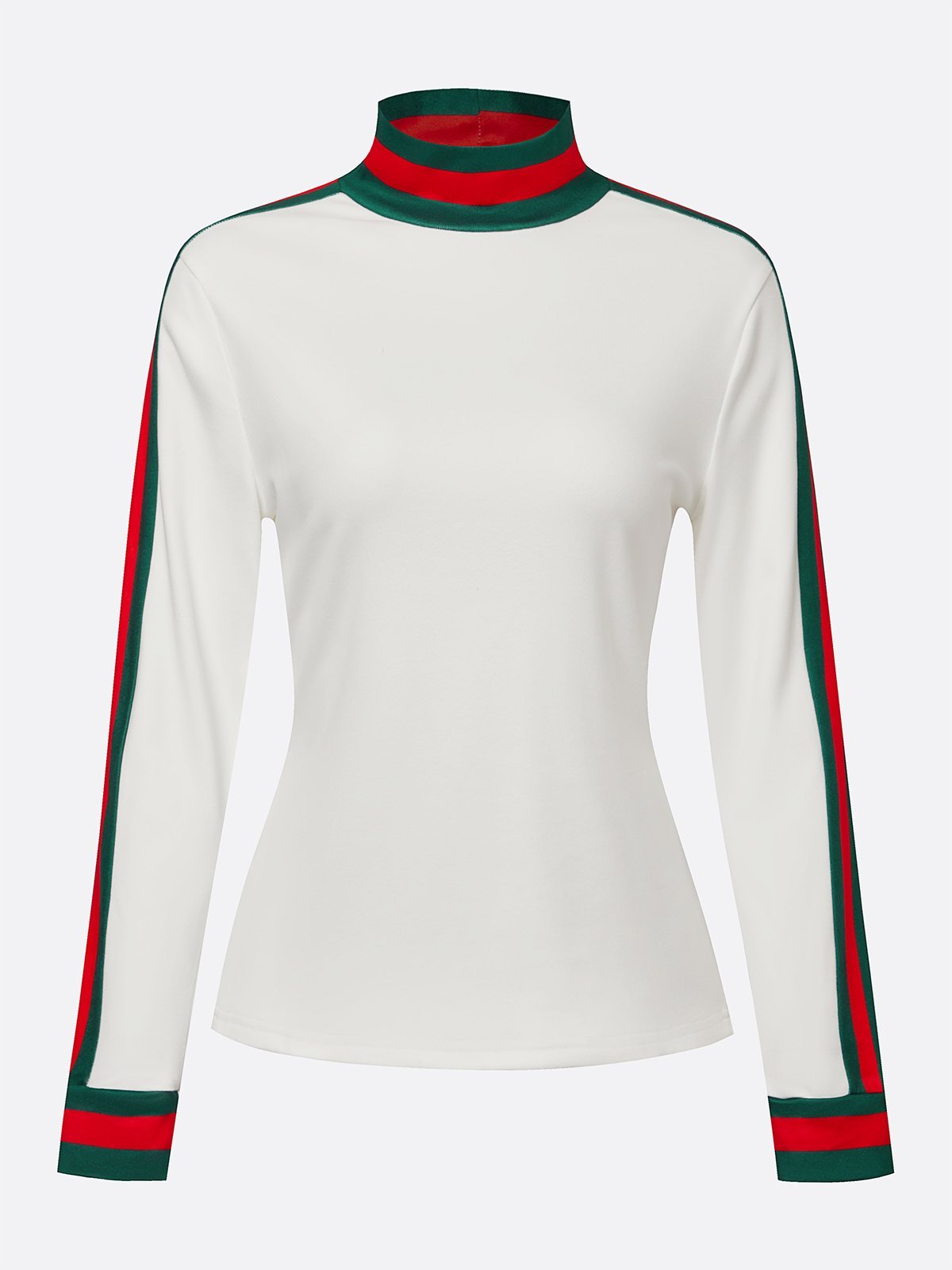 Urban Farbblock Rollkragen T-Shirt