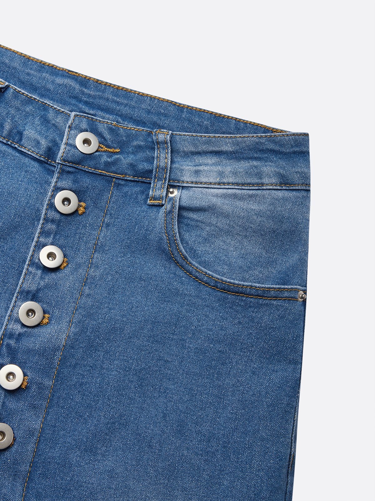 Schnalle Lässig Denim Glatt Jeans