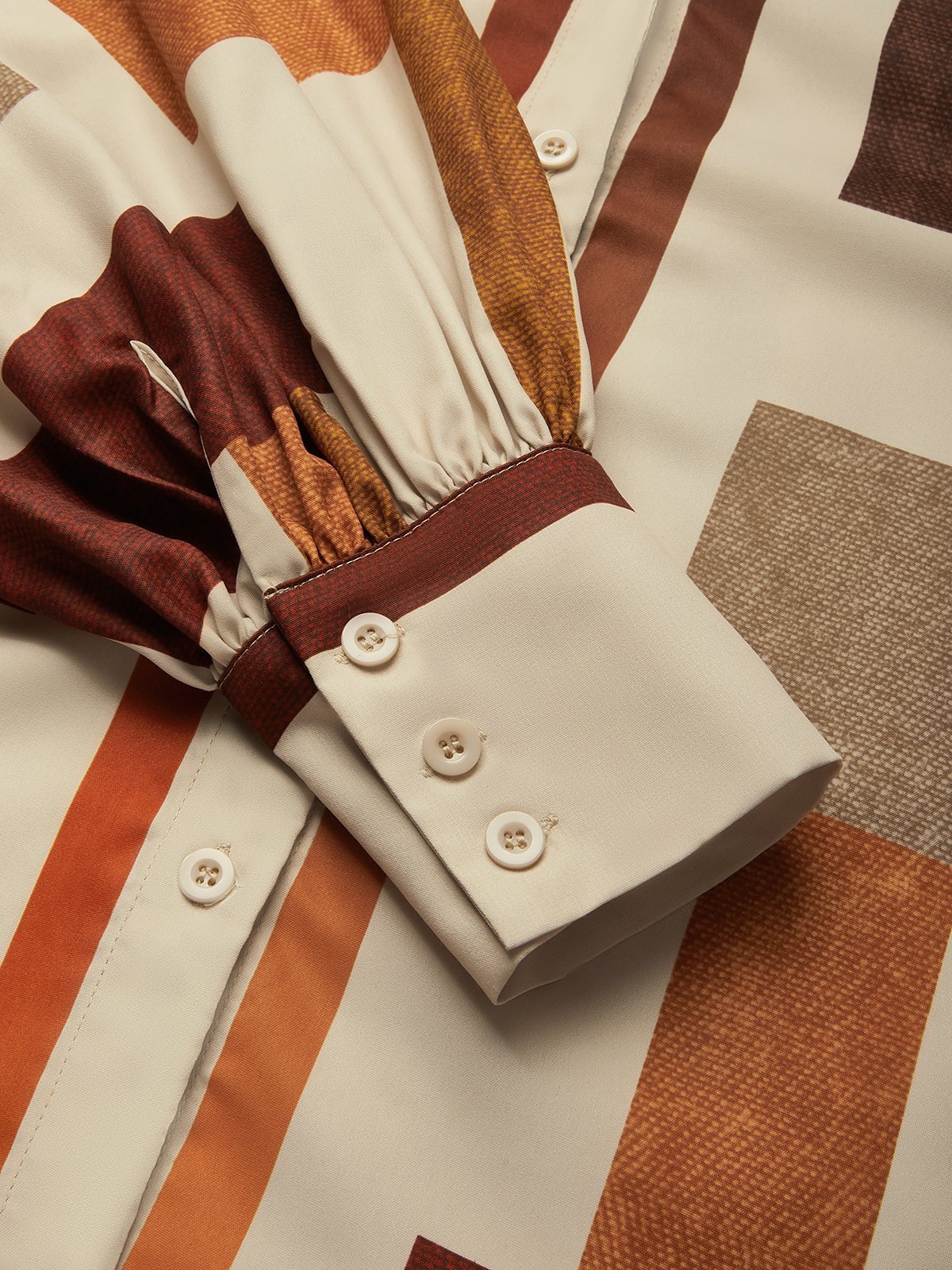 Urban Kariert Schnalle Ballon-Ärmel Bluse