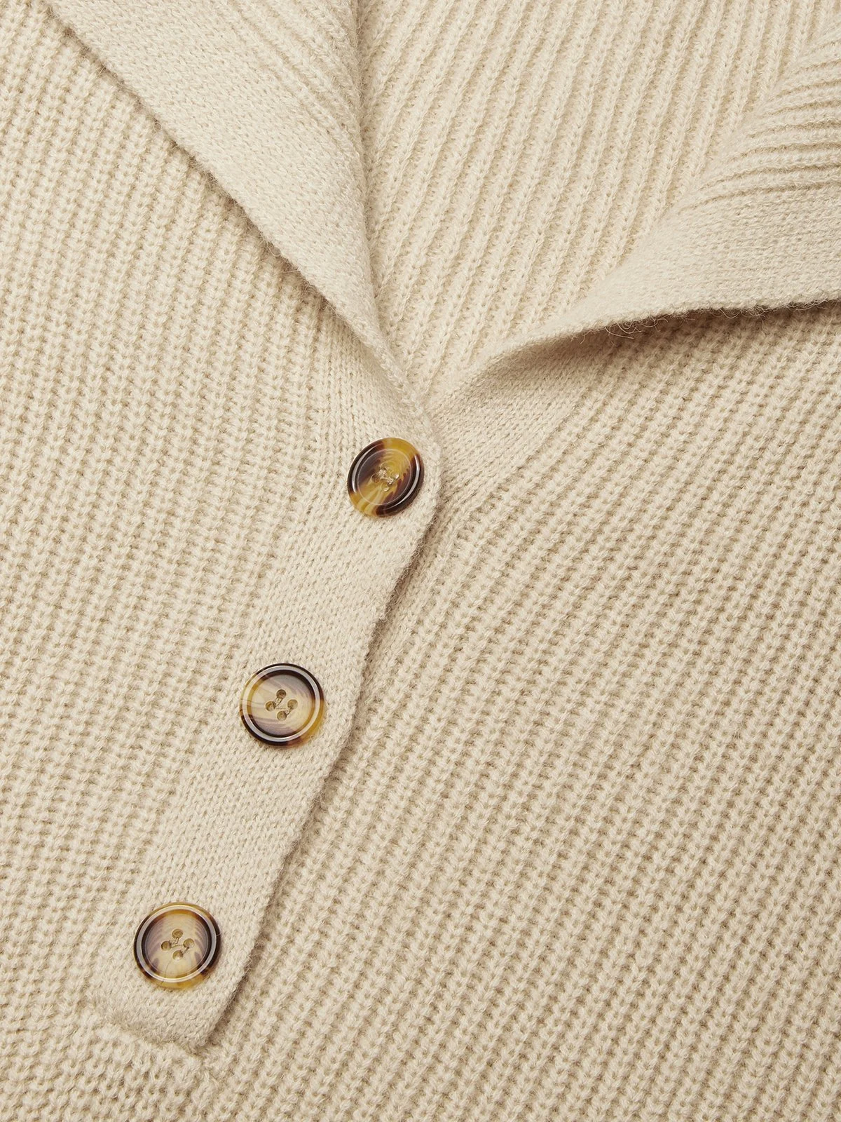 Urban Unifarben Geknöpft Schalkragen Midikleid