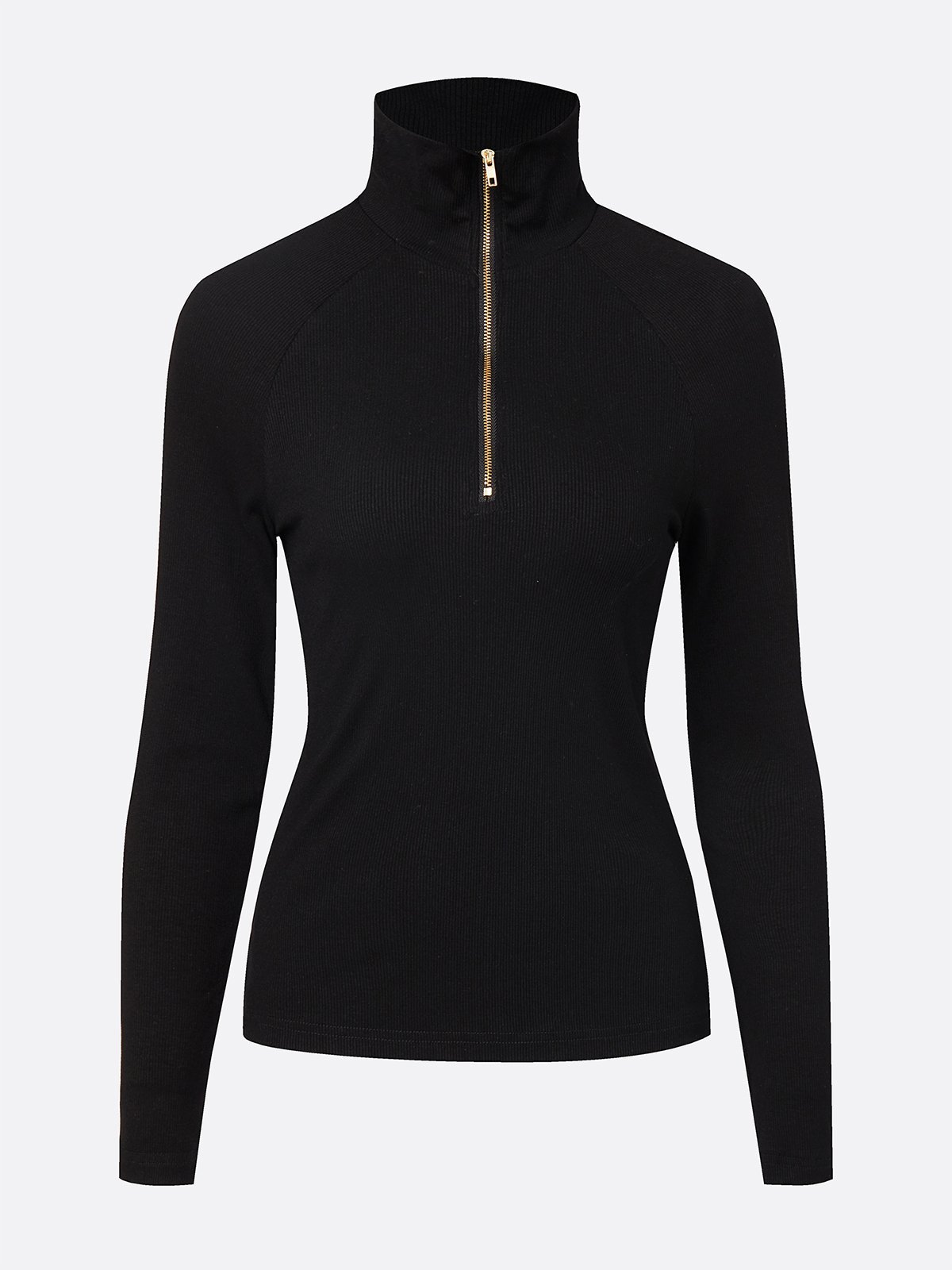 Jersey Urban Unifarben Reißverschluss Rollkragen T-Shirt