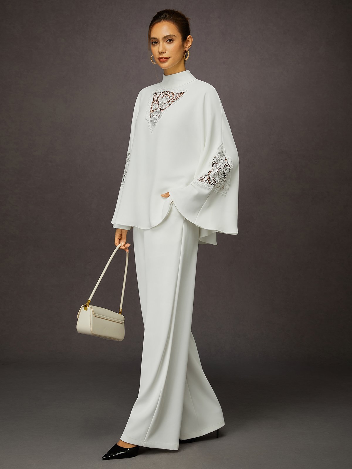 Elegant Unifarben Hose mit Weitem Bein Fashion Hose