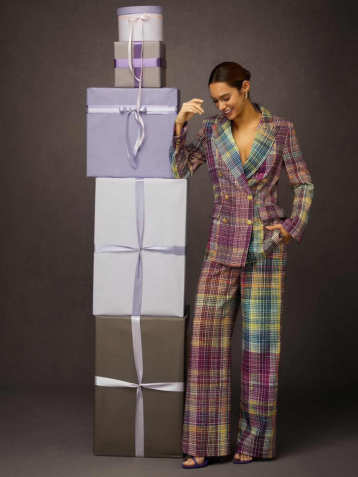 Urban Print Kariert Reverskragen Blazer