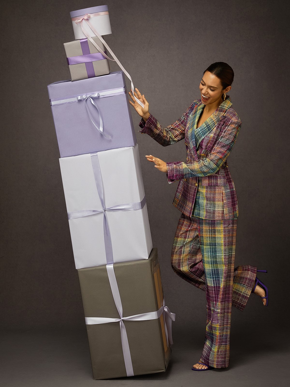 Urban Kariert Print Gerade Hosen