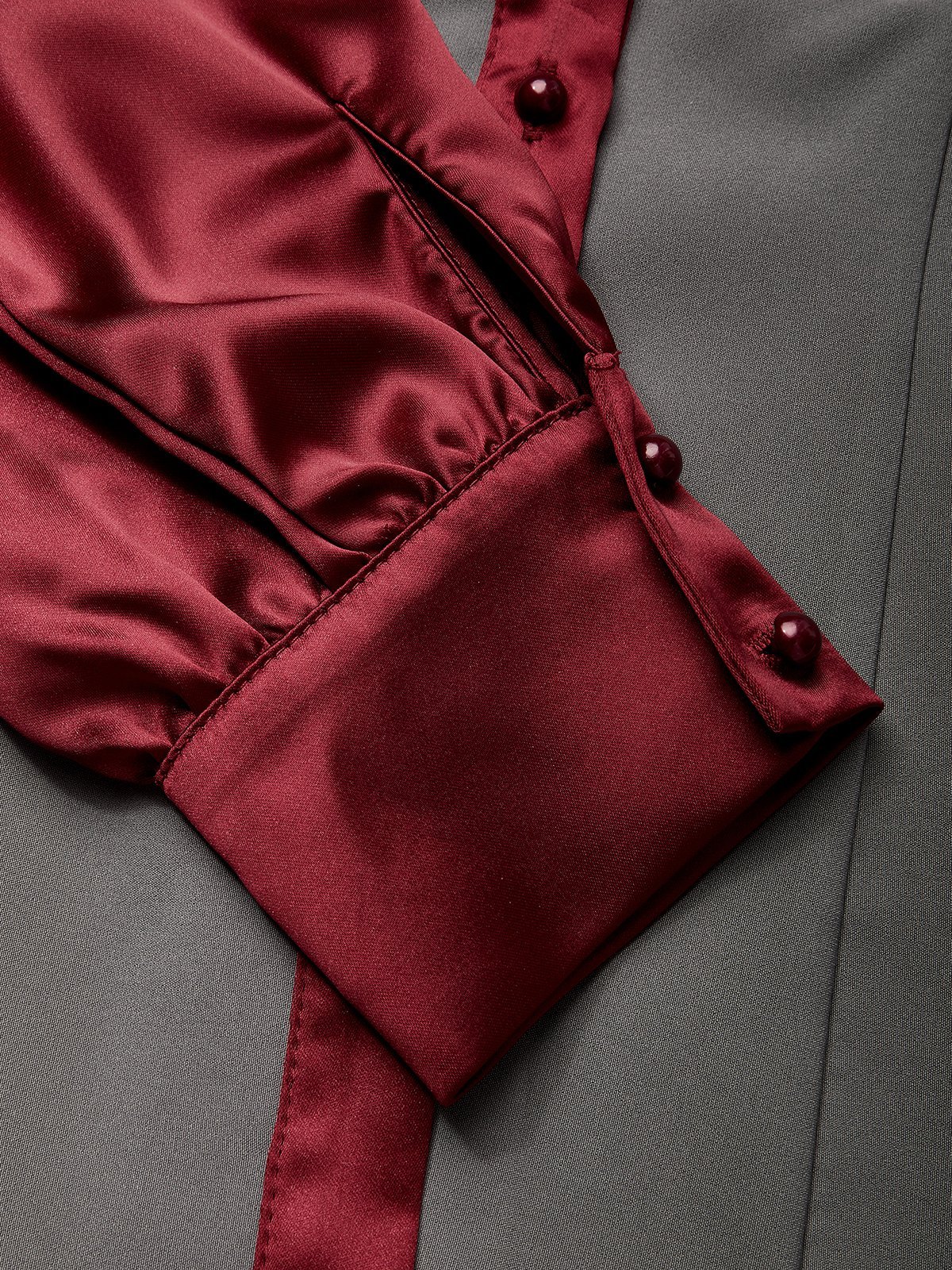 Satin Urban Farbblock Nahtverarbeitung Bluse