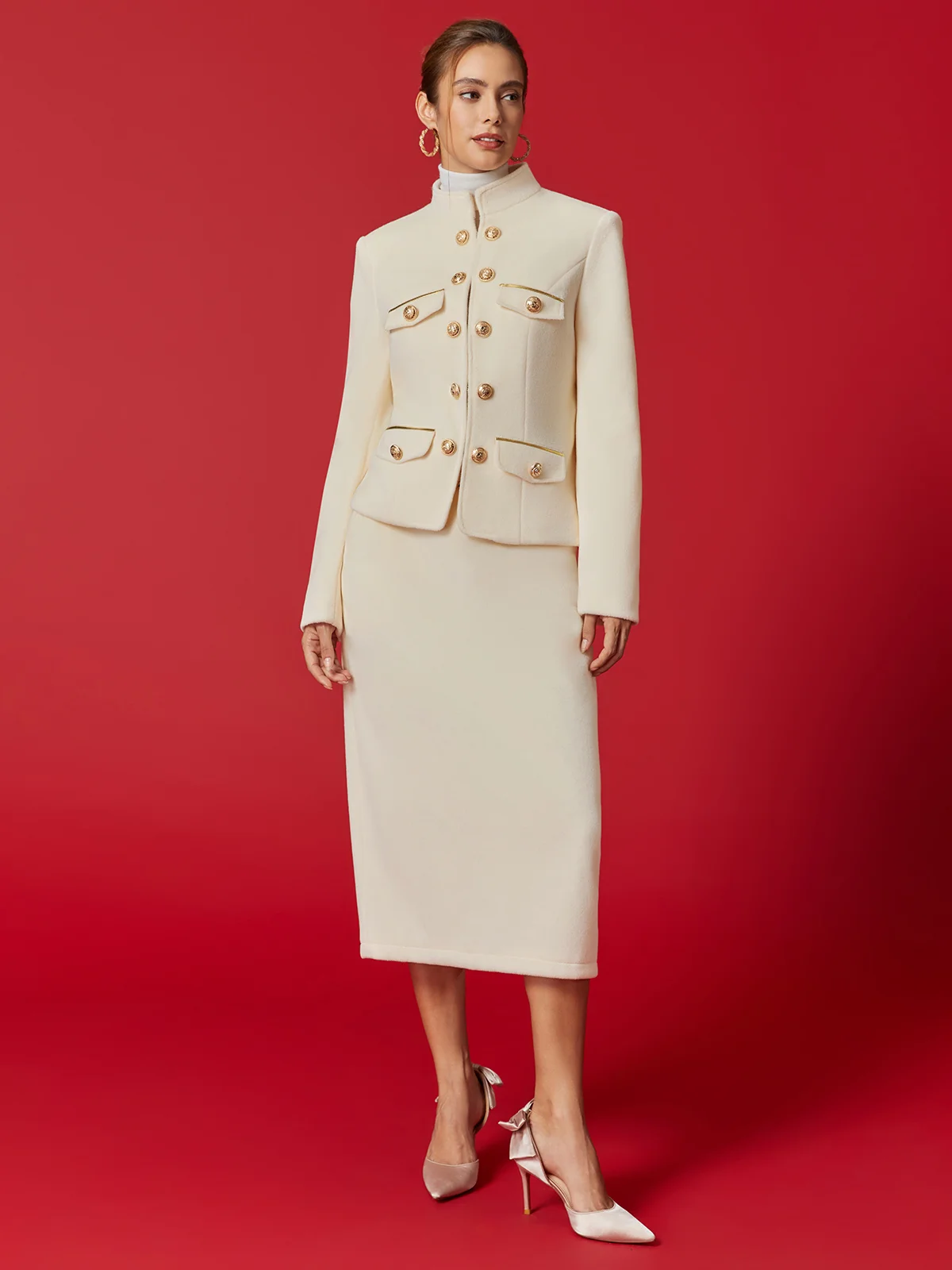 Elegant Unifarben Midi Rock