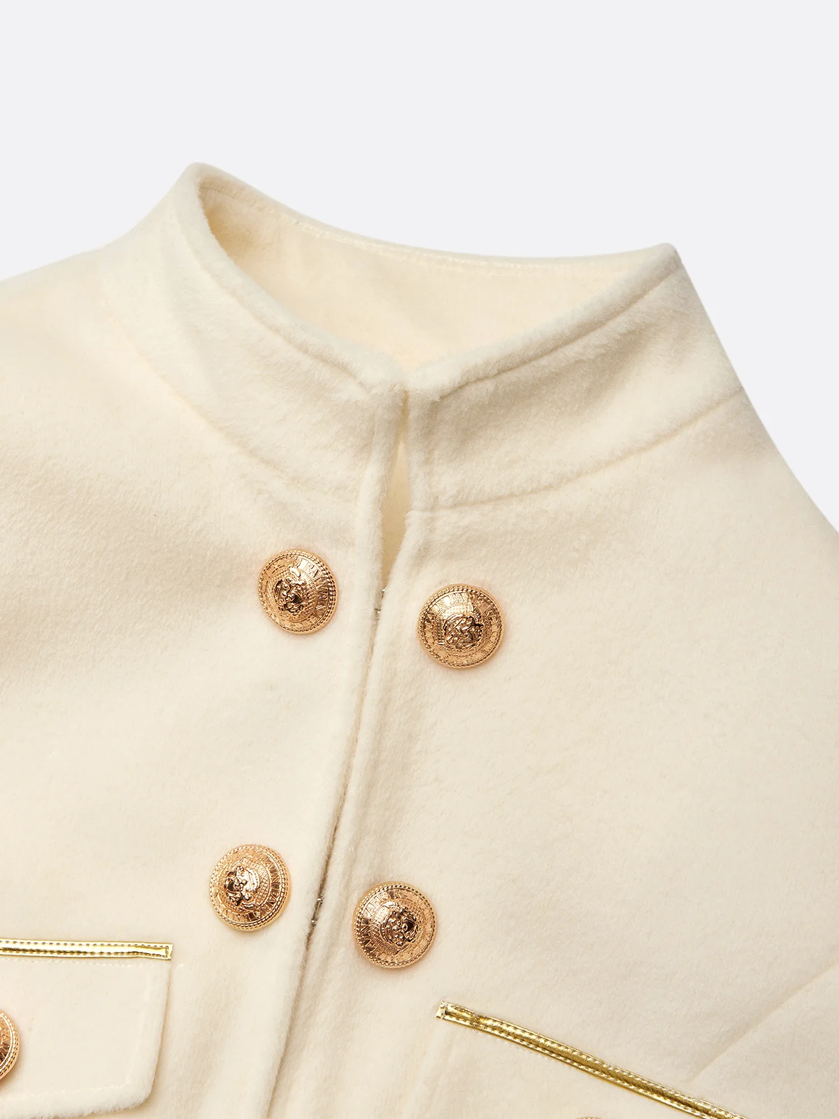 Elegant Unifarben Stehkragen Jacke