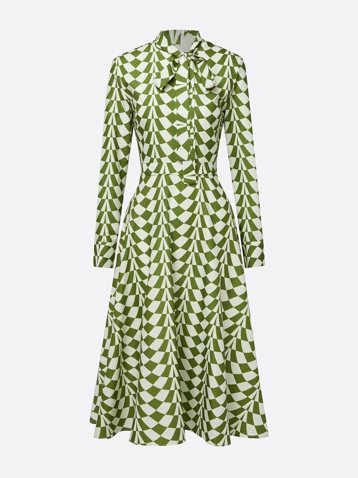 Elegant Geometrisch Mock Neck Midikleid