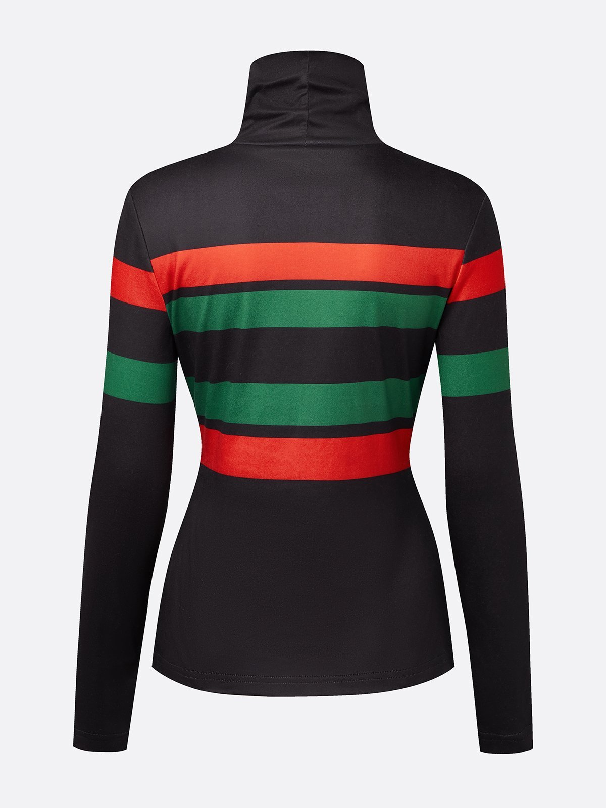 Jersey Urban Gestreift Print Rollkragen T-Shirt