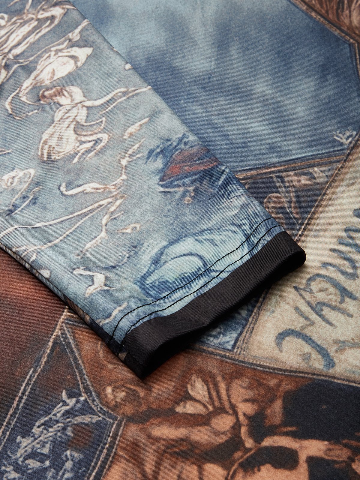 Urban Abstrakt Print Stehkragen T-Shirt