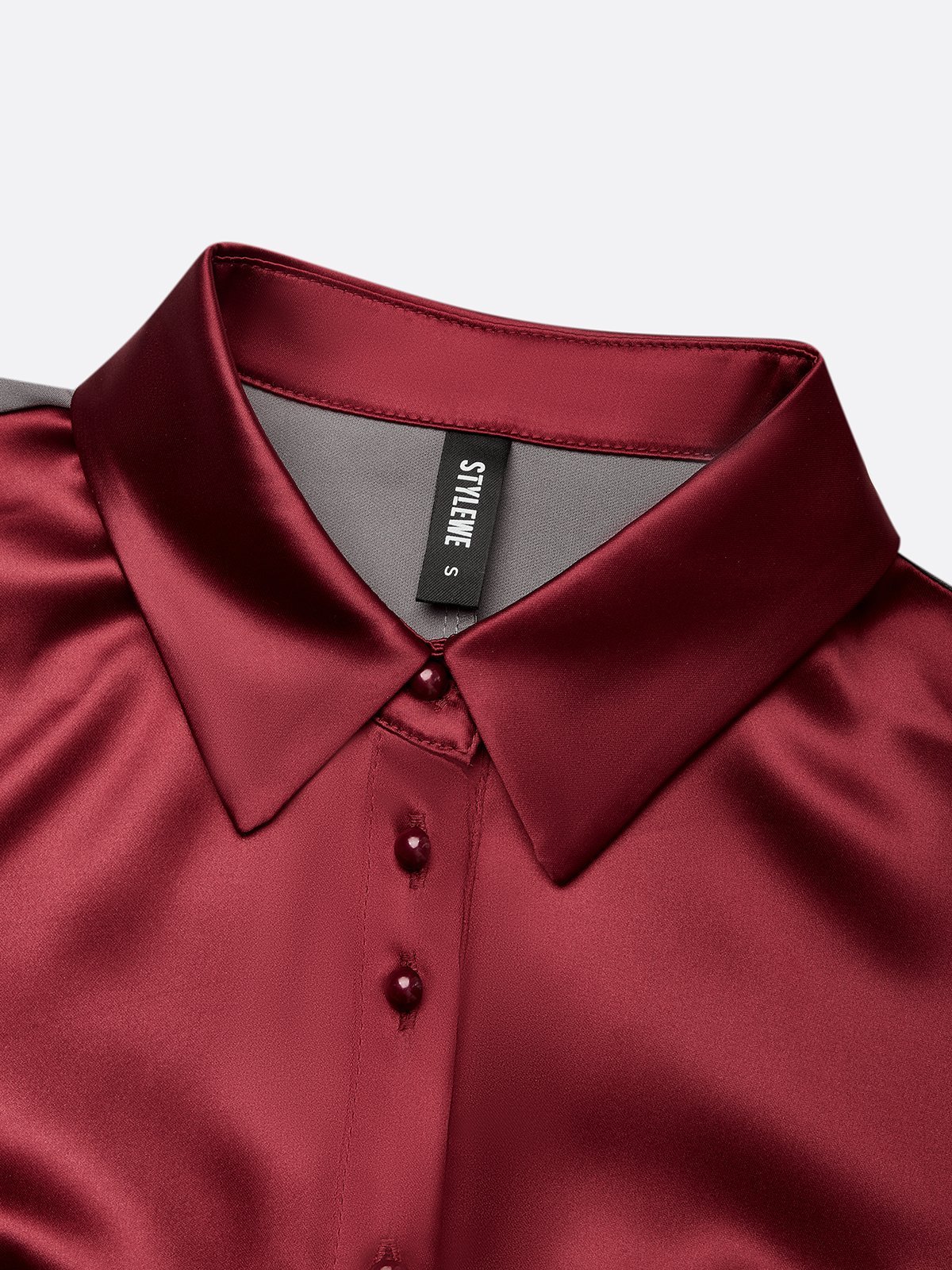 Satin Urban Farbblock Nahtverarbeitung Bluse