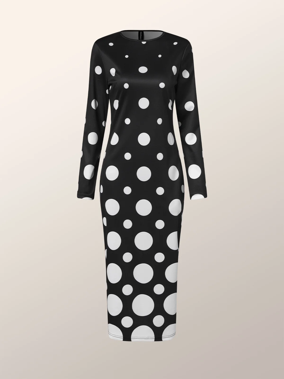 Polka Dots Herbst Elegant Täglich Langarm U-Boot-Ausschnitt S-Linie Regelmäßig Regelmäßig Größe Kleider für Damen