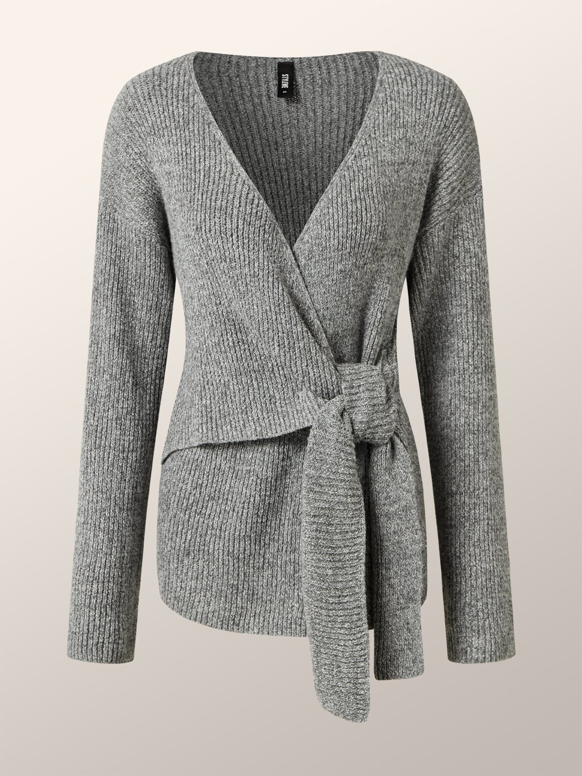 Einfach Langarm Unifarben Kreuzhals Pullover Mantel