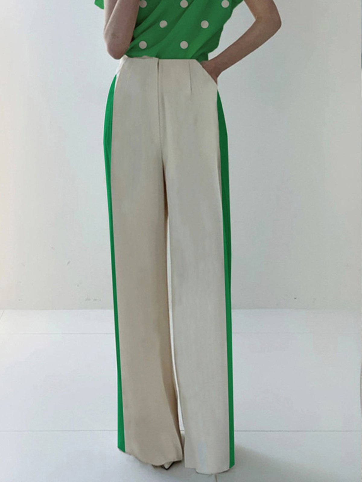 Elegant Farbblock Regelmäßige Passform Fashion Hose
