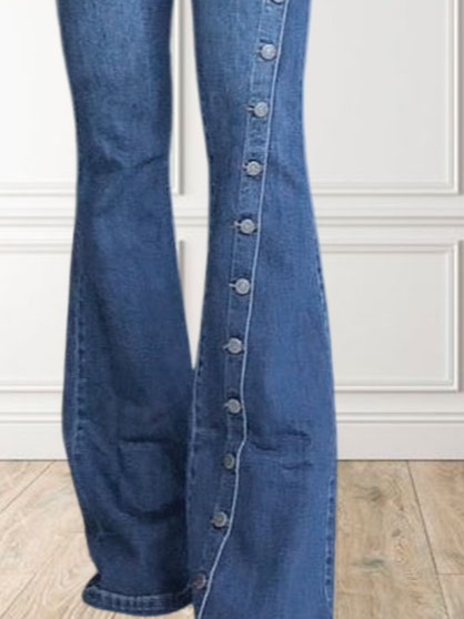 Unifarben Denim Lässig Regelmäßige Passform Jeans