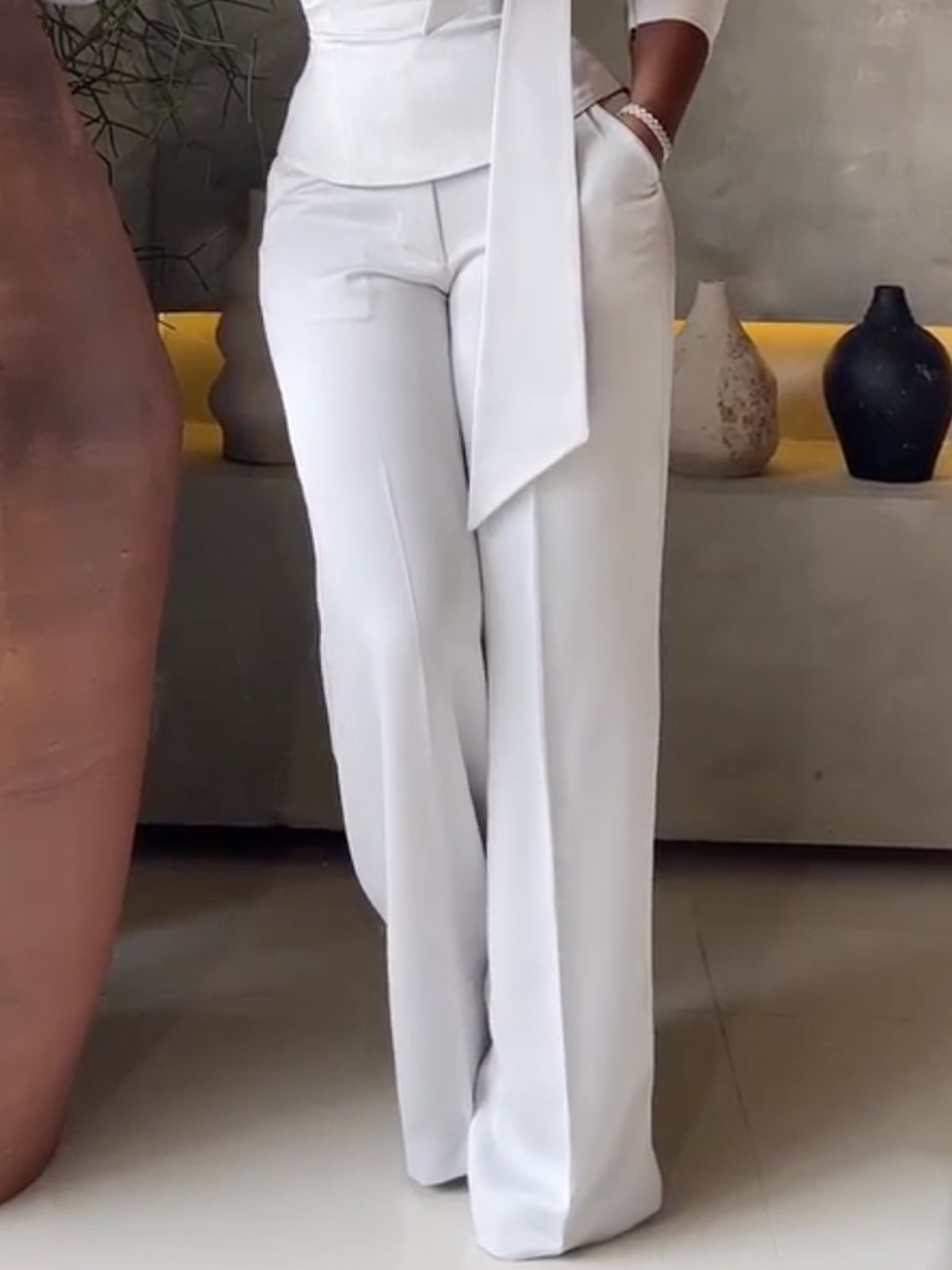 Regelmäßige Passform Unifarben Elegant Gerade Hosen
