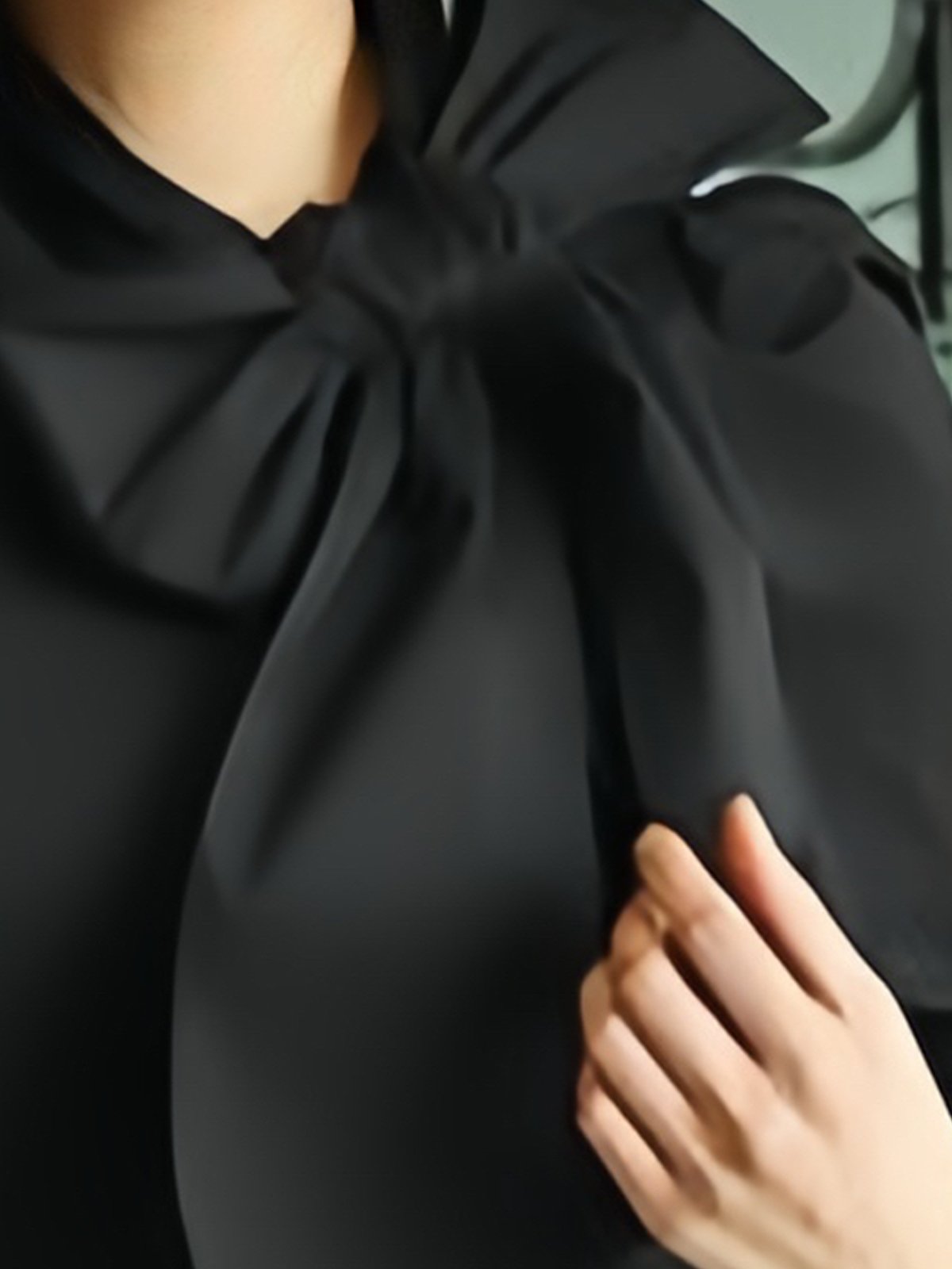 Langarm Unifarben Regelmäßige Passform Elegant Bluse