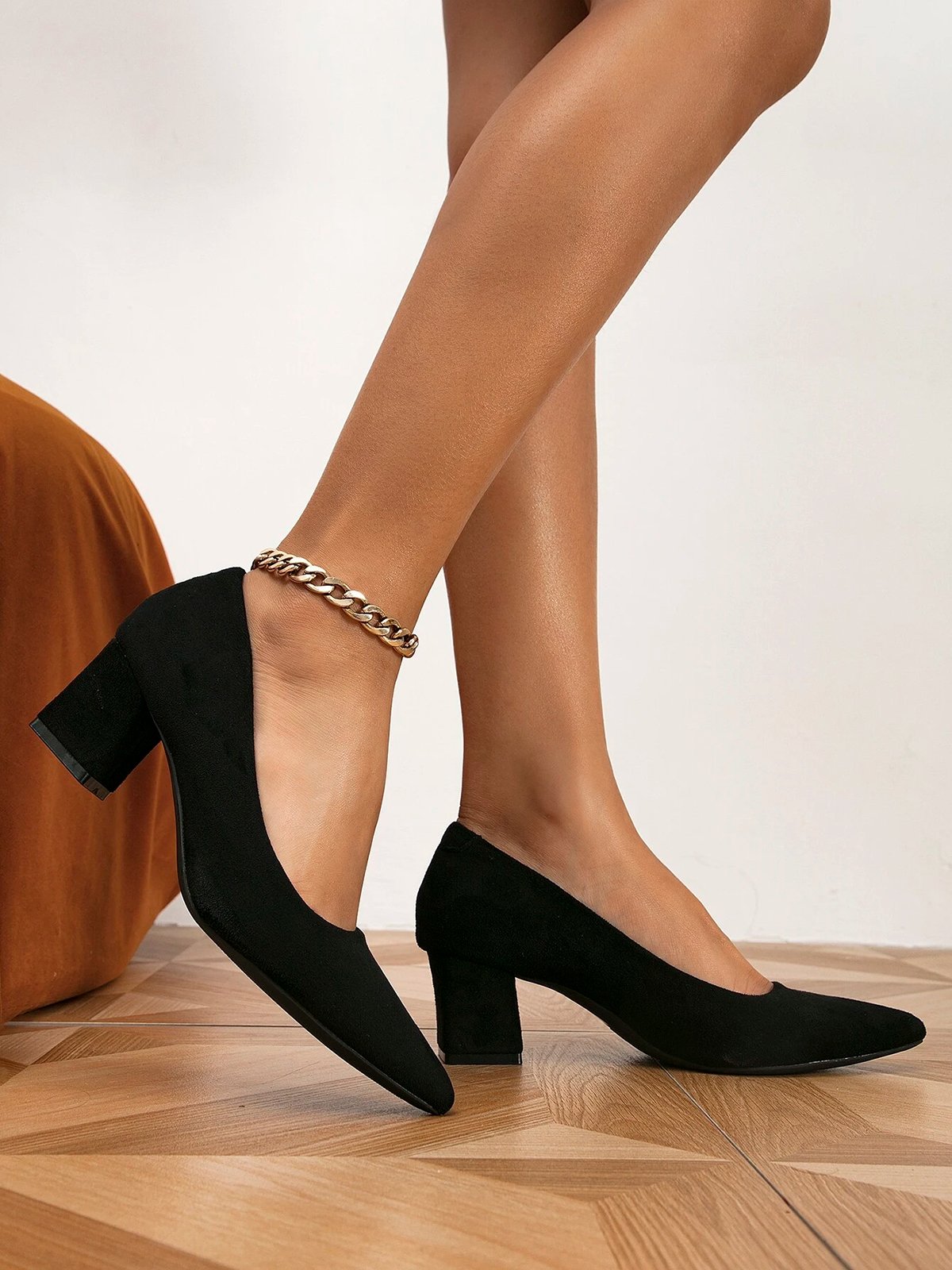 Damen minimalistisch Blockabsatz Flach Pumps Klassisch Abendschuhe