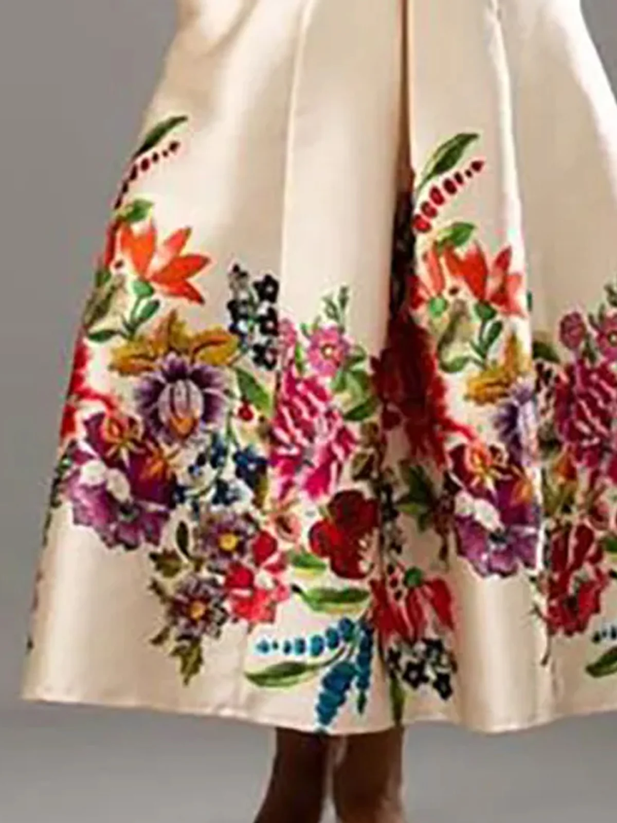 Regelmäßige Passform Geblümt Elegant Tasche Patchwork Kleid mit Nein Gürtel