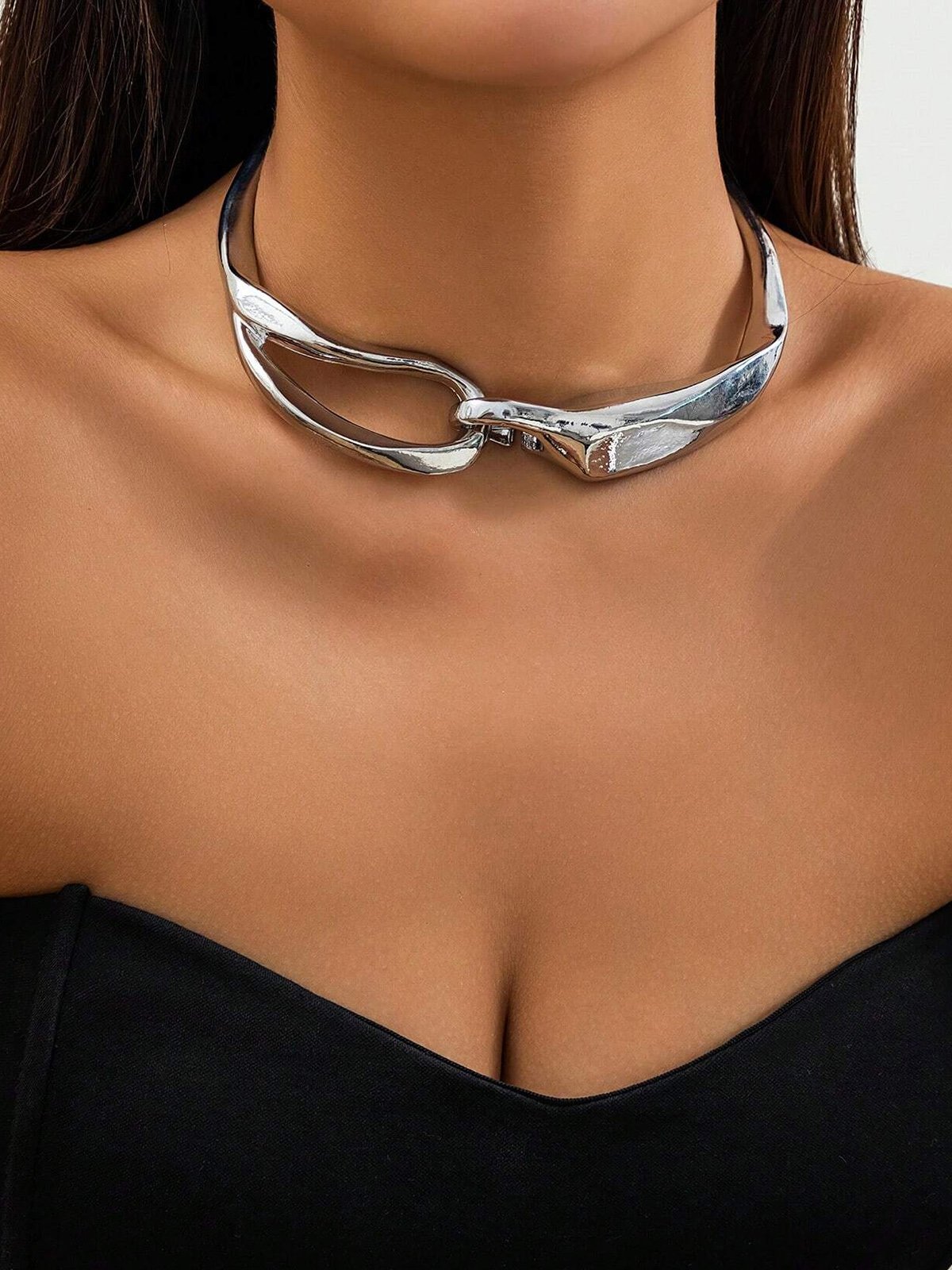 übertrieben Hollow-out Metallisch Ausschnitt Halskette