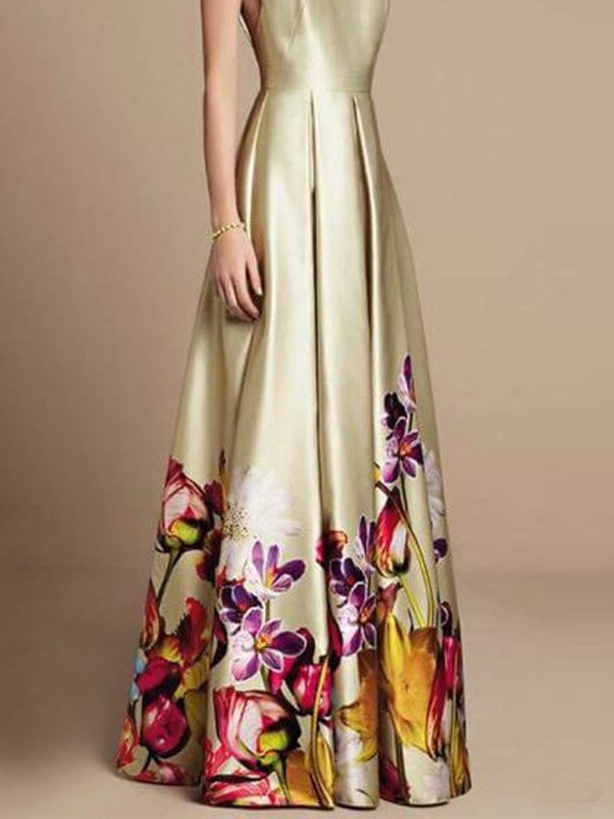 Weit Print Rundhals Elegant Kleid