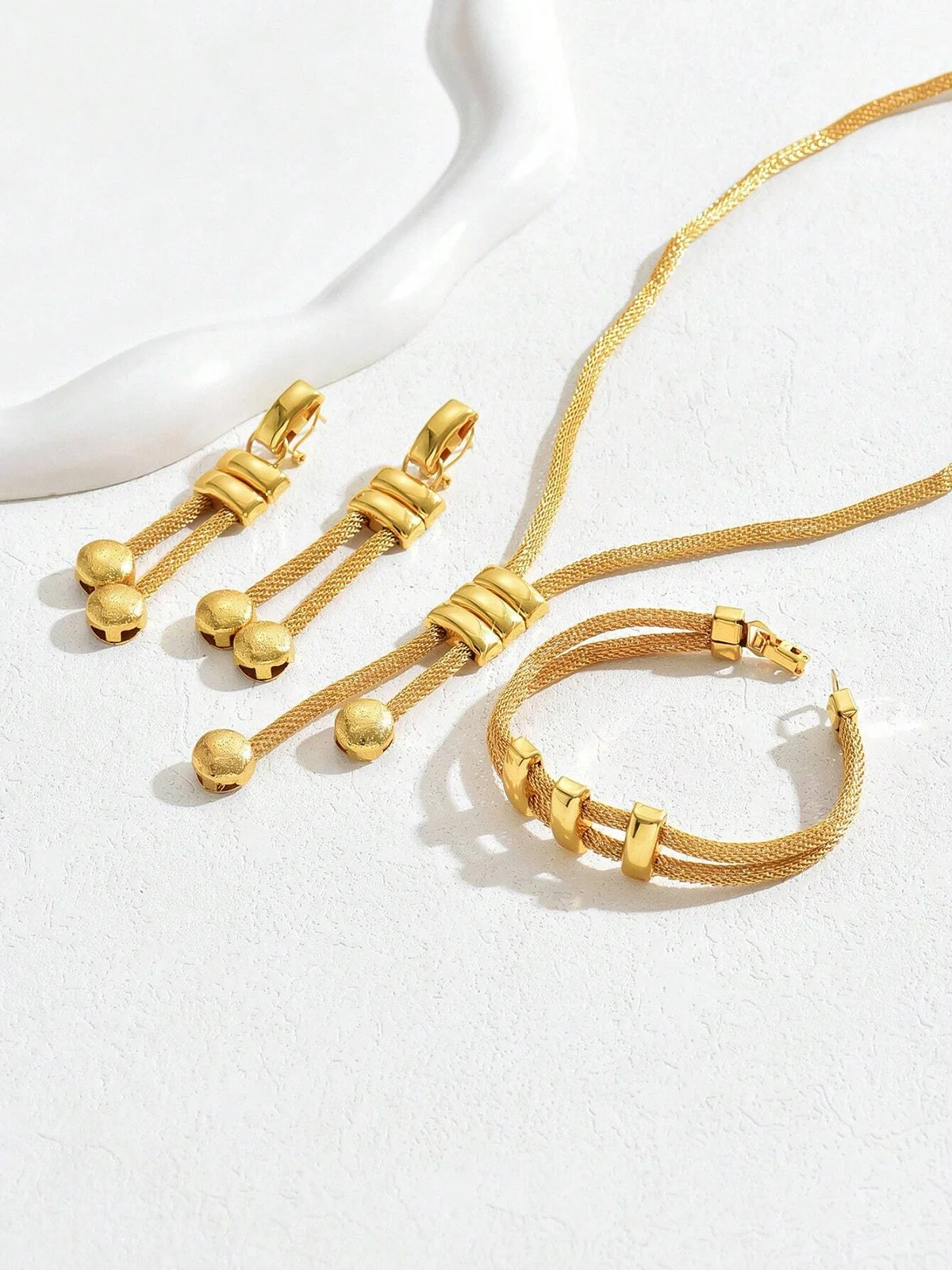 4 Stück/Set Elegant Galvanisiert 24K Golden Schmuck Set