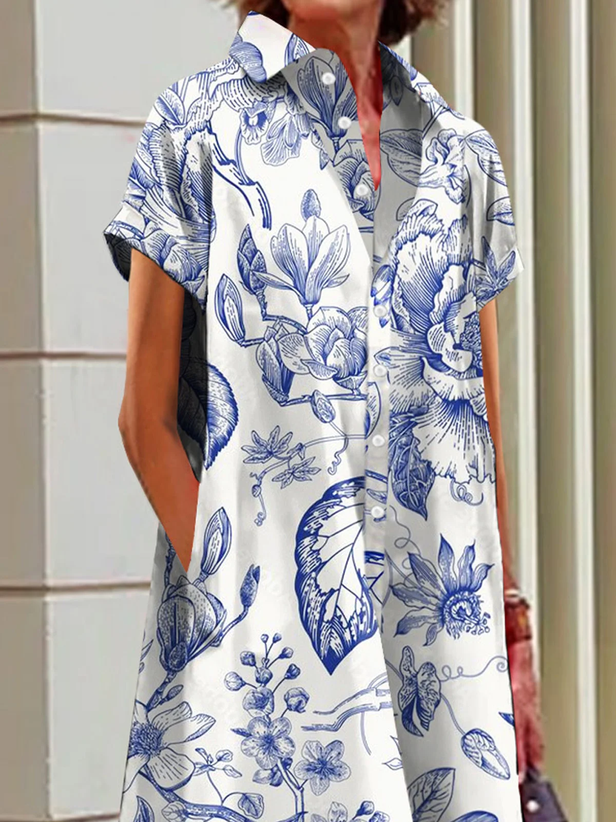Pflanzen Urban Print Hemdkragen Kleid