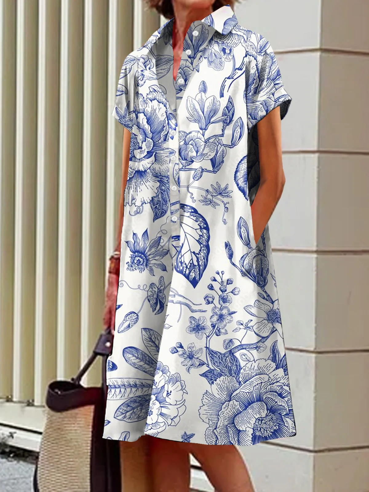 Pflanzen Urban Print Hemdkragen Kleid