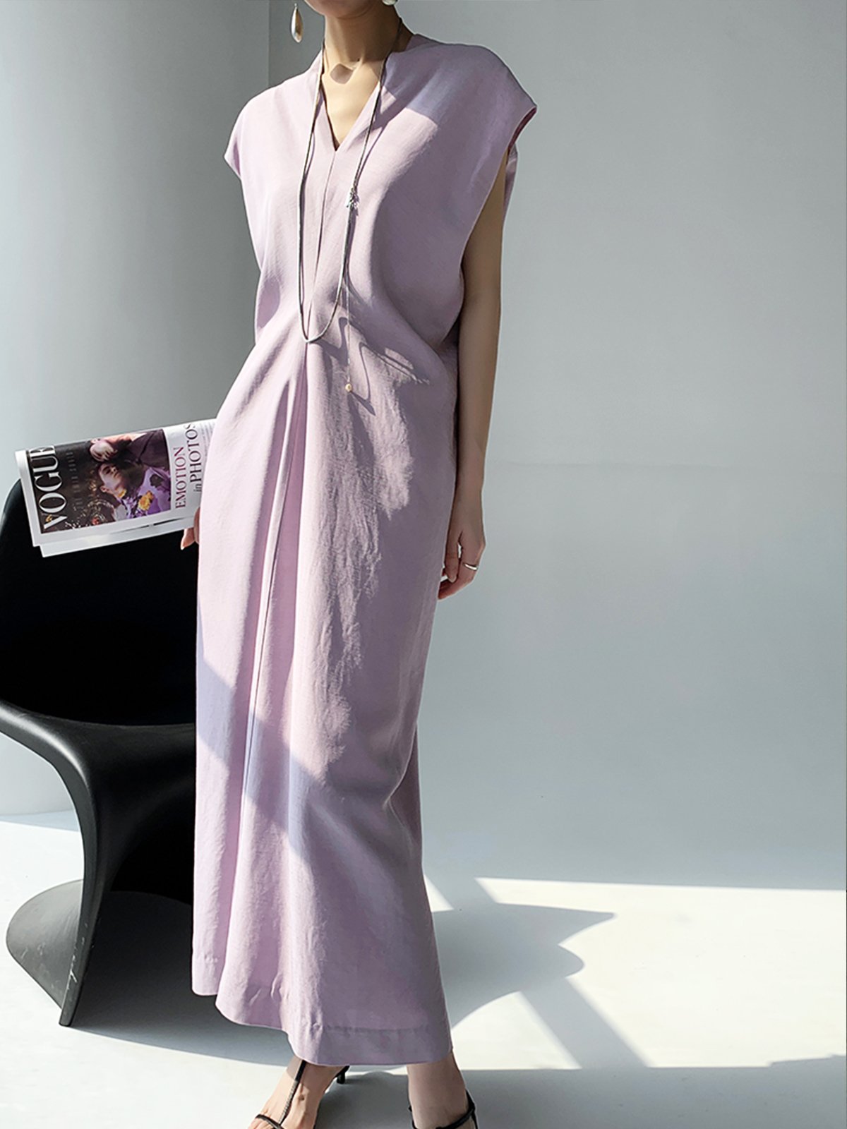 Täglich Weit V-Ausschnitt Unifarben Kurzarm Elegant Kleid