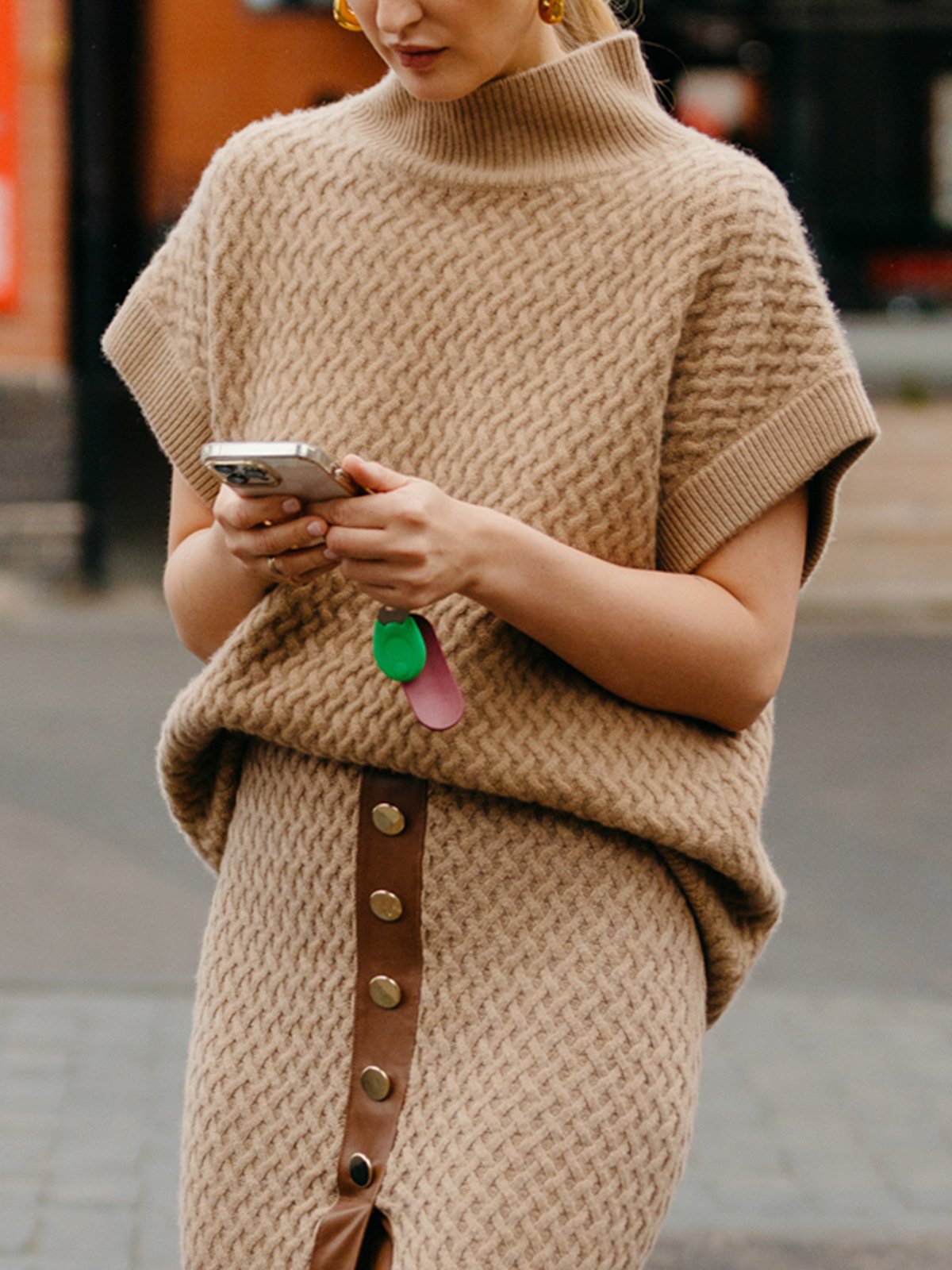 Rollkragen Unifarben Kurzarm Weit Urban Pullover