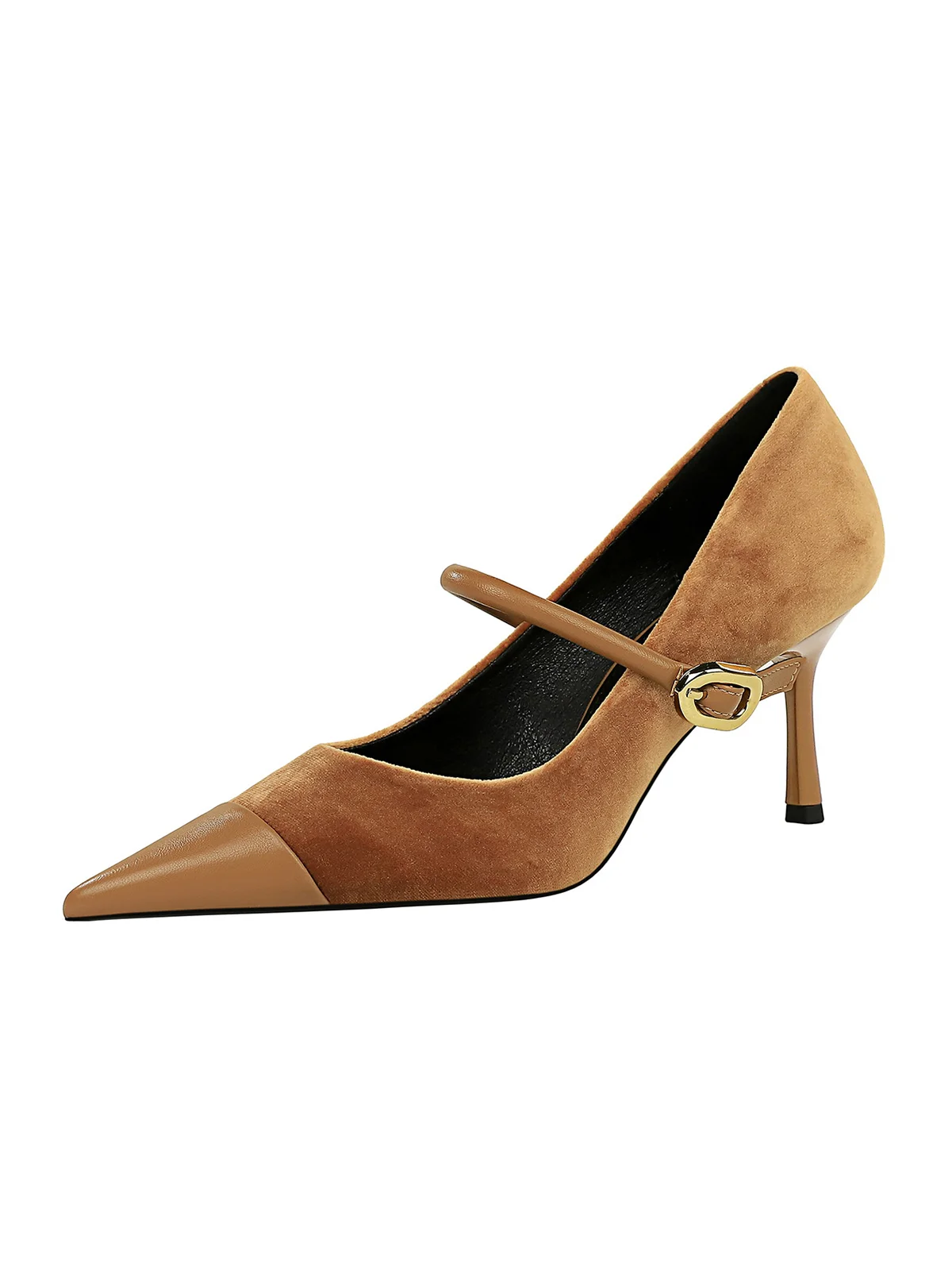 Elegant Samt Paneeliert Verstellbare Schnalle Mary Jane Pumps